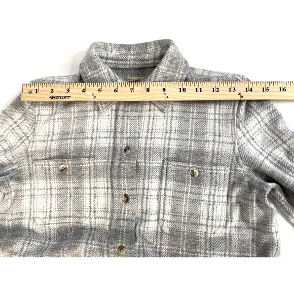Faherty Legend Sweater Shirt Light Gray Plaid Womens XS Flannel Winter Clouds - Picture 15 of 16